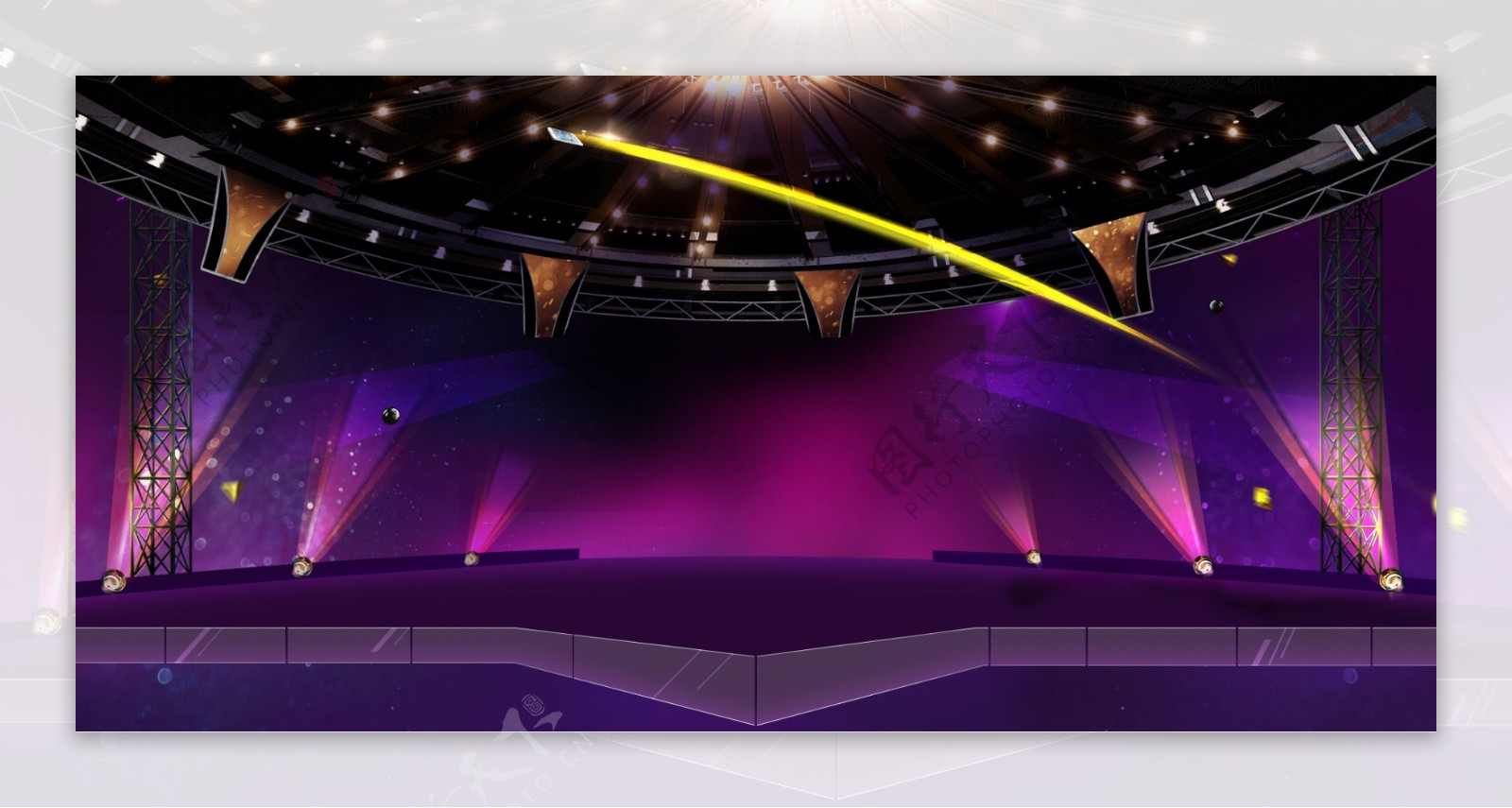 紫色灯光舞台banner背景素材