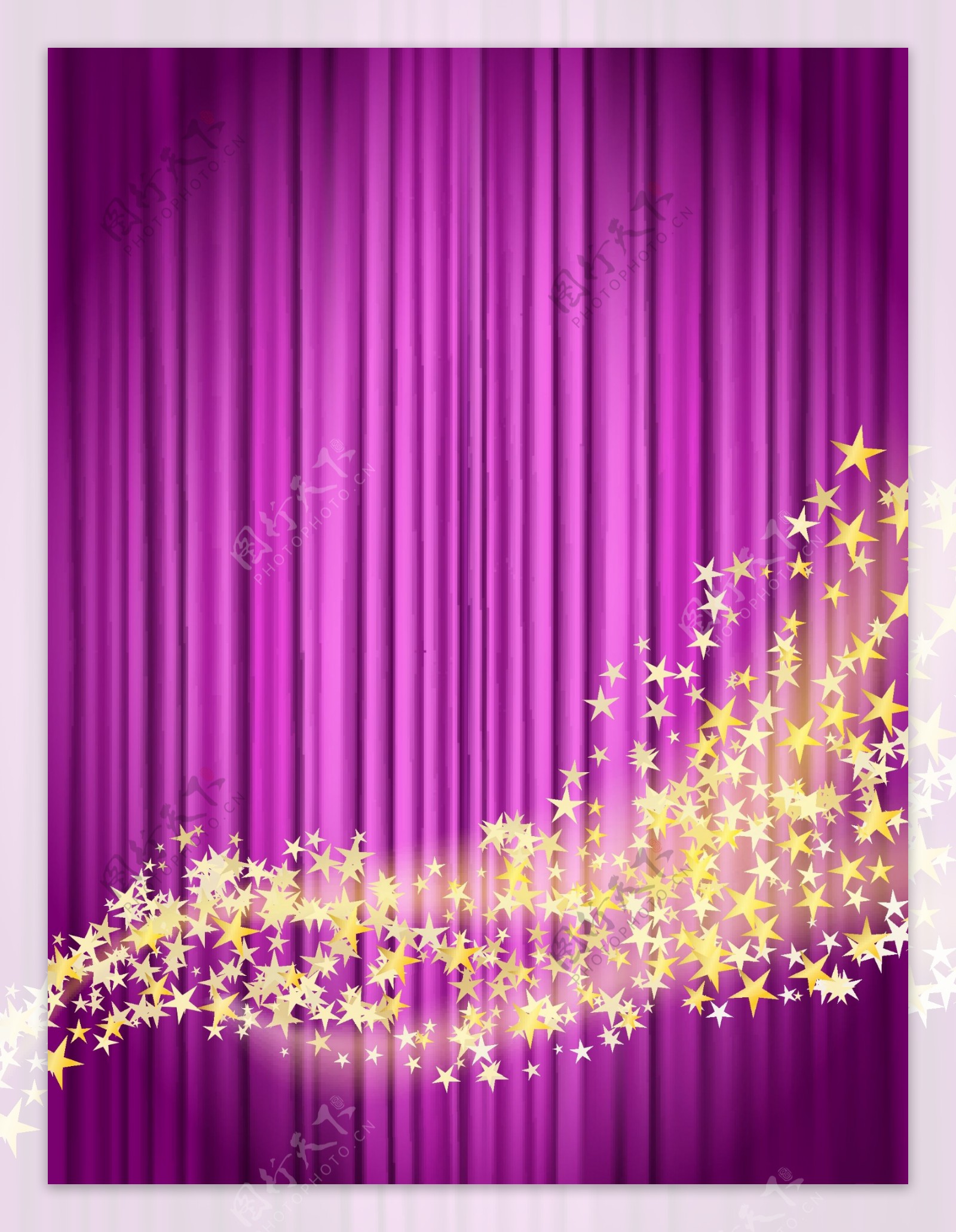 紫色窗帘梦幻星光魔法唯美背景