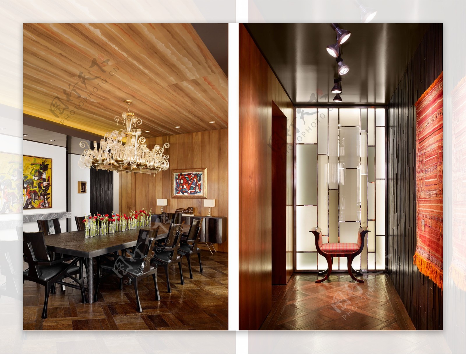 中式时尚客厅金铜色吊灯室内装修效果图