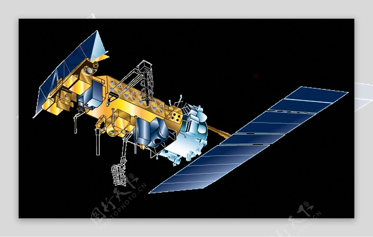 蓝色电池板人造卫星免抠png透明素材