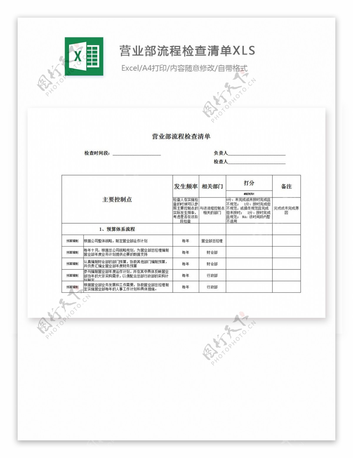 营业部流程检查清单XLS