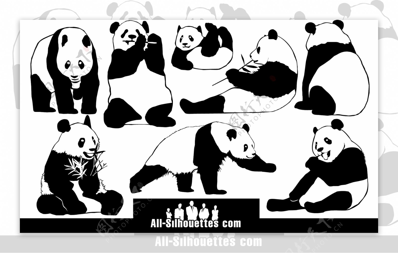 熊猫元素矢量素材装饰图案集合