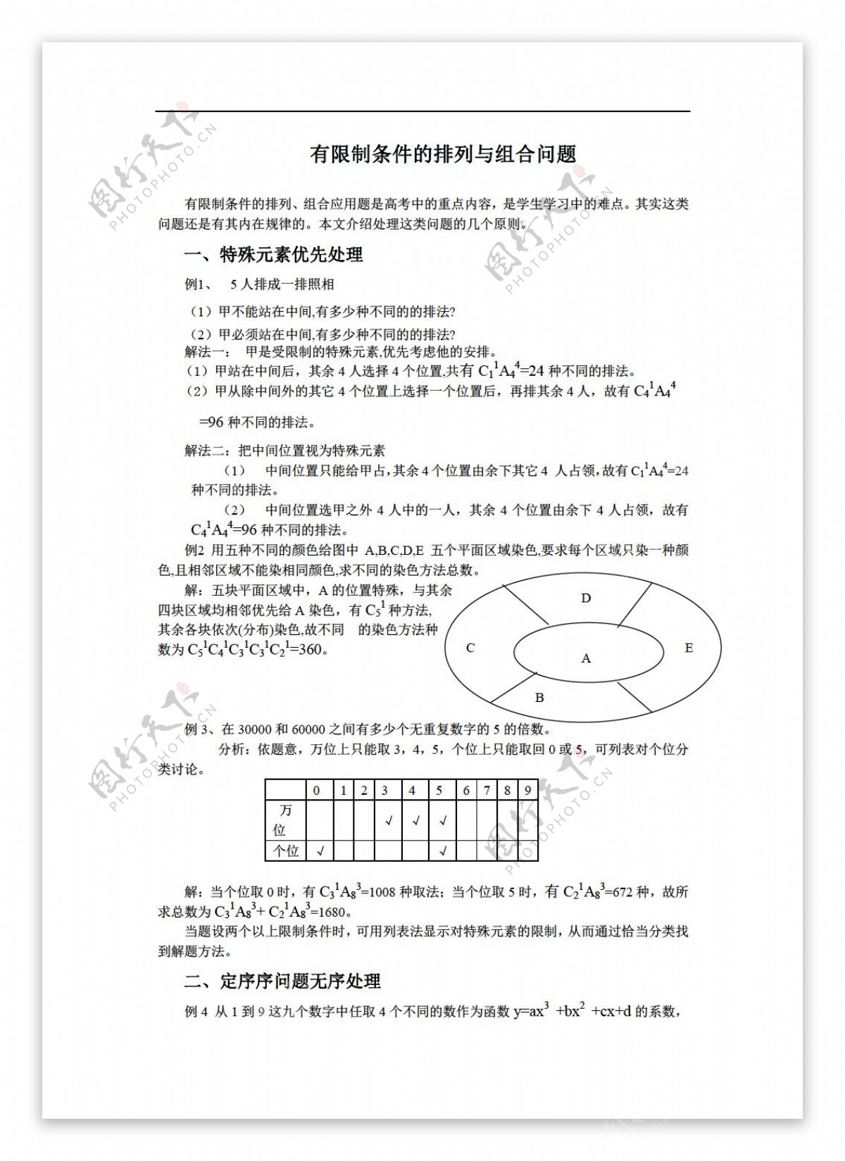 数学人教版有限制条件的排列与组合问题