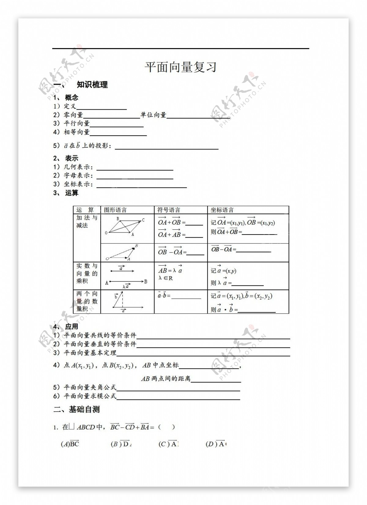 数学人教新课标A版新课标A版必修4平面向量复习课