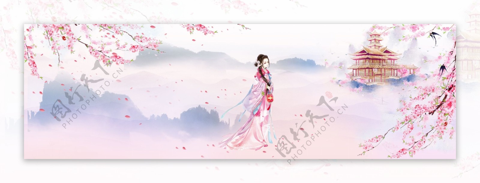 桌子浅色桃花banner