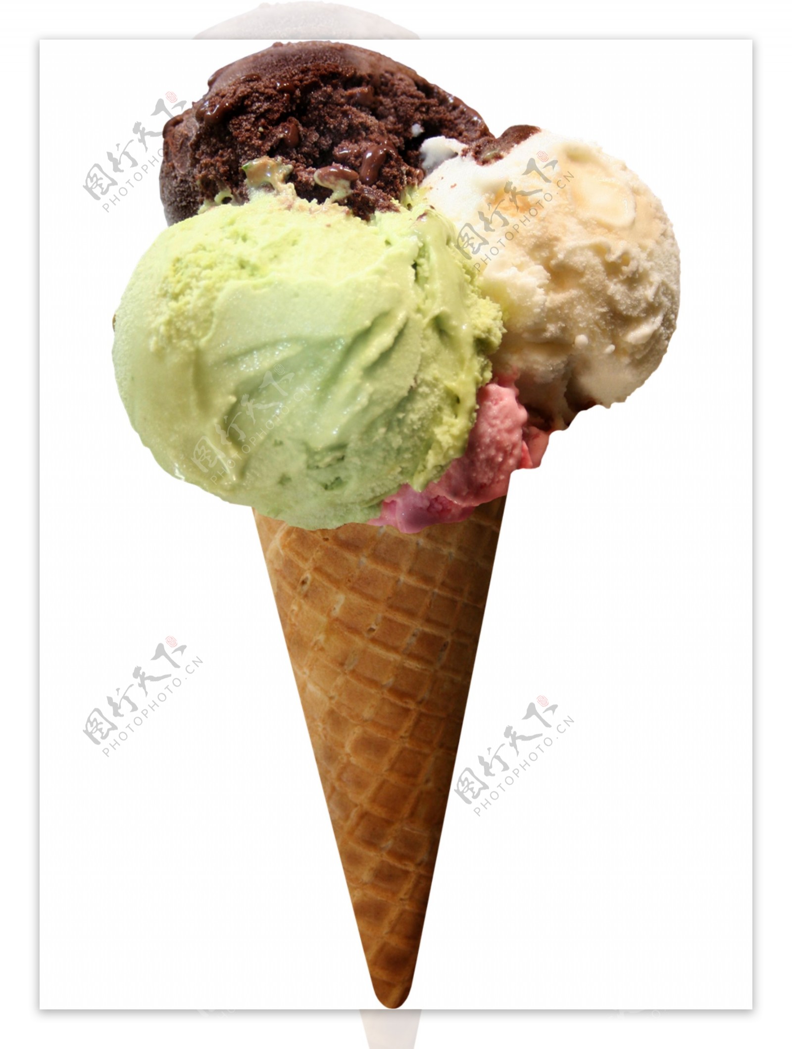 三种颜色冰淇淋免抠psd透明素材