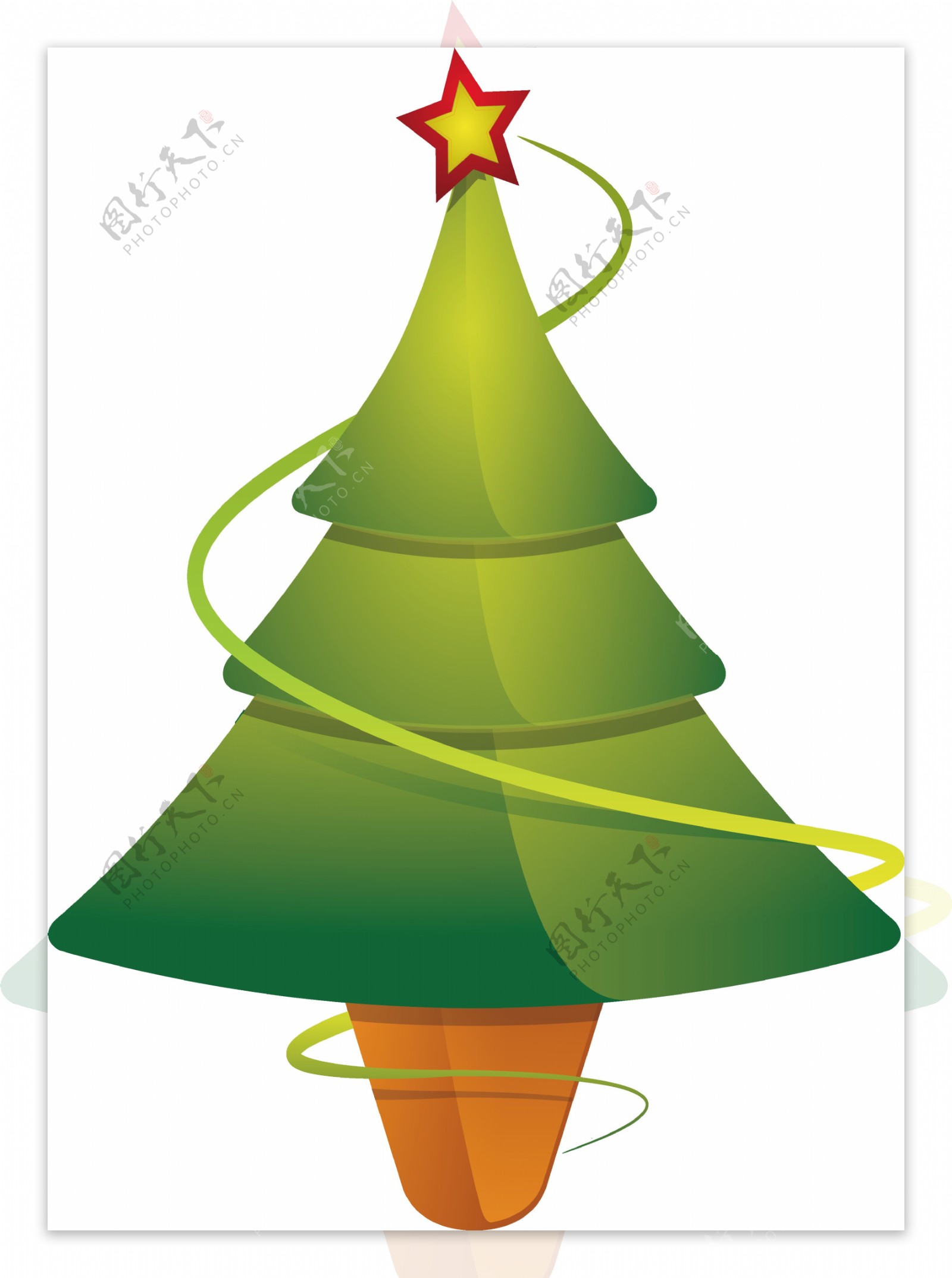 卡通绿色圣诞树免抠元素