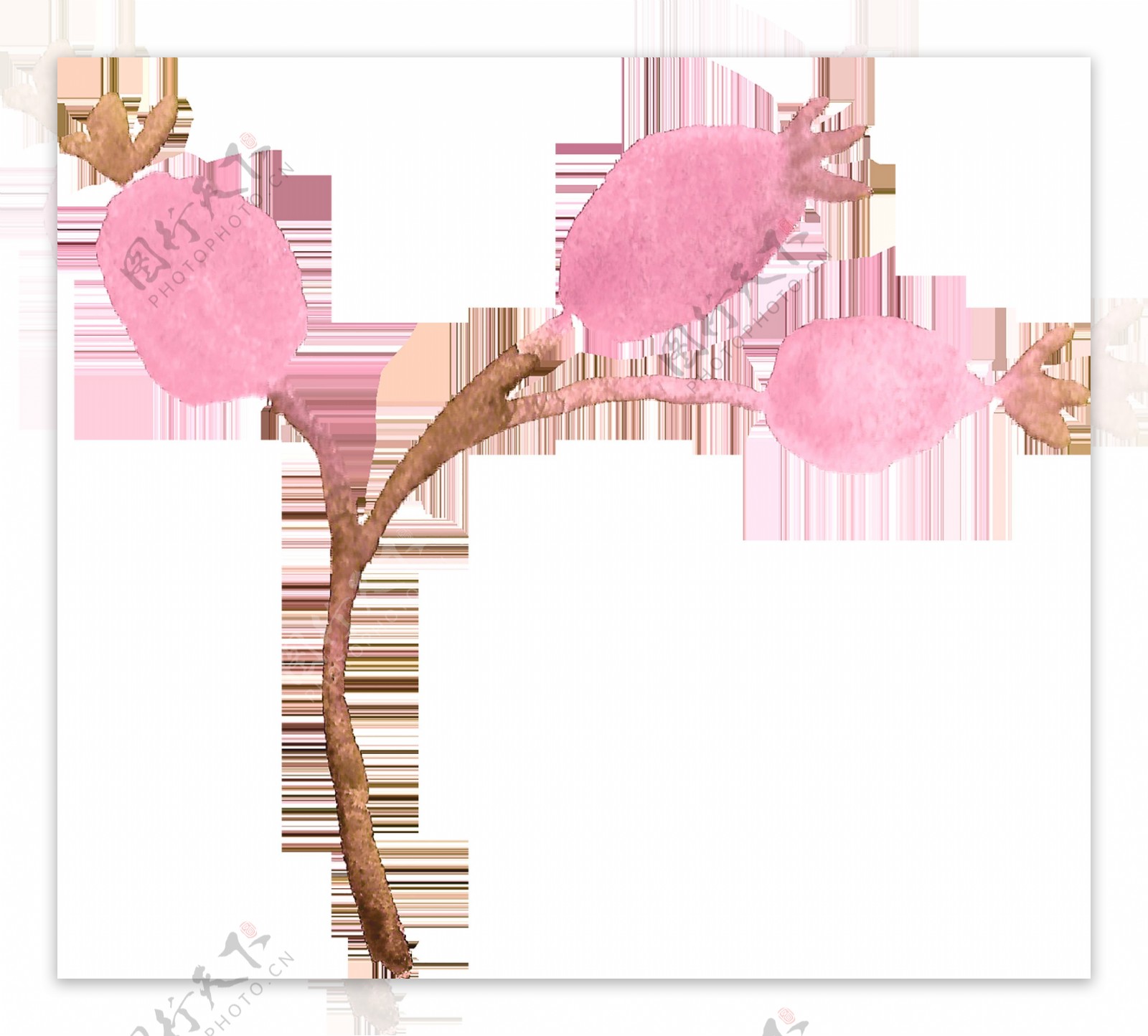粉红树枝卡通透明装饰素材