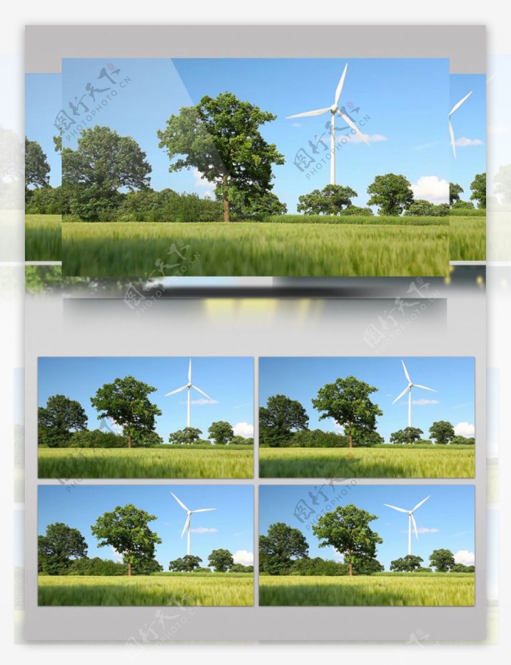 新能源蓝天绿地风车发电