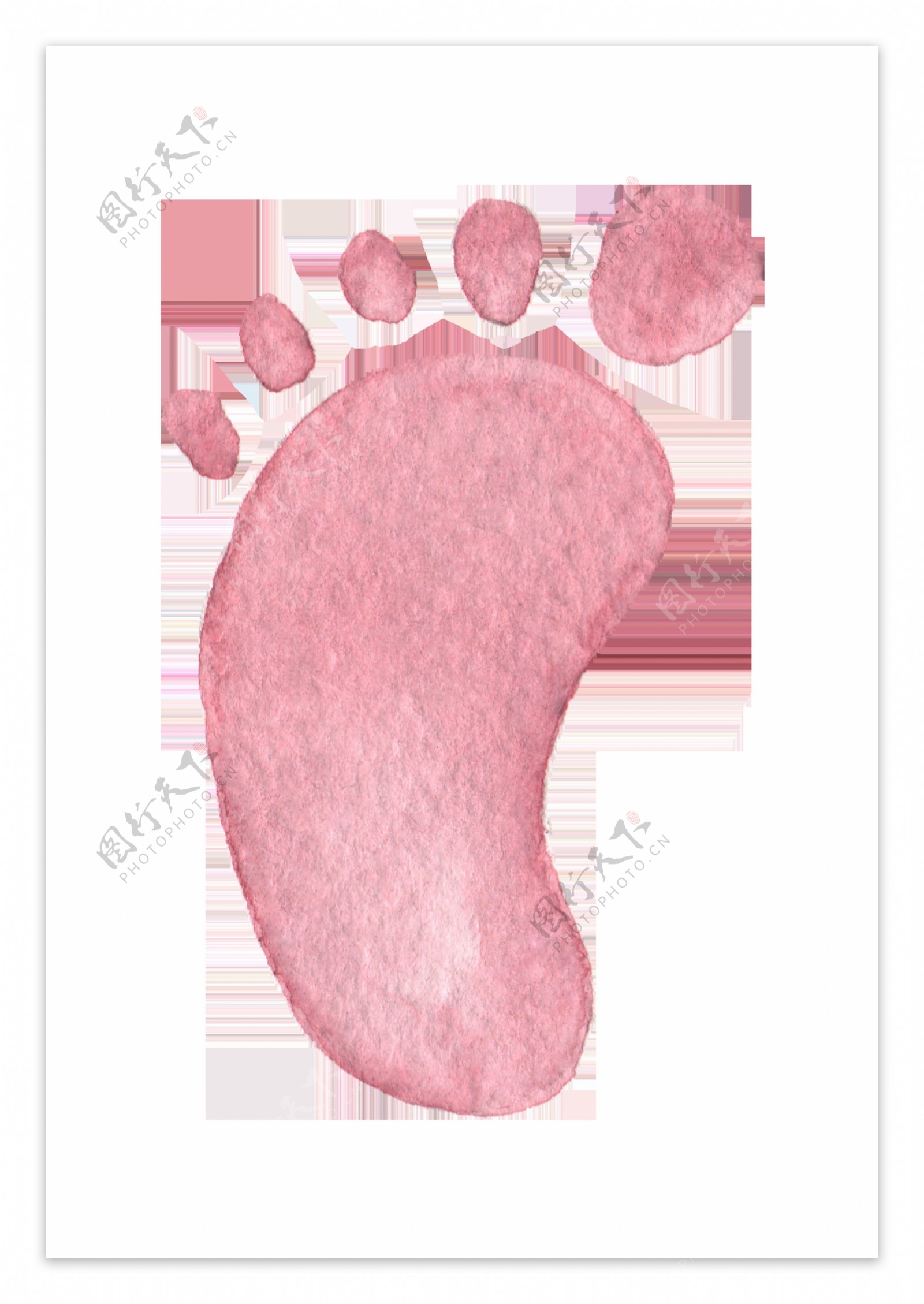 粉嫩脚印卡通水彩透明素材
