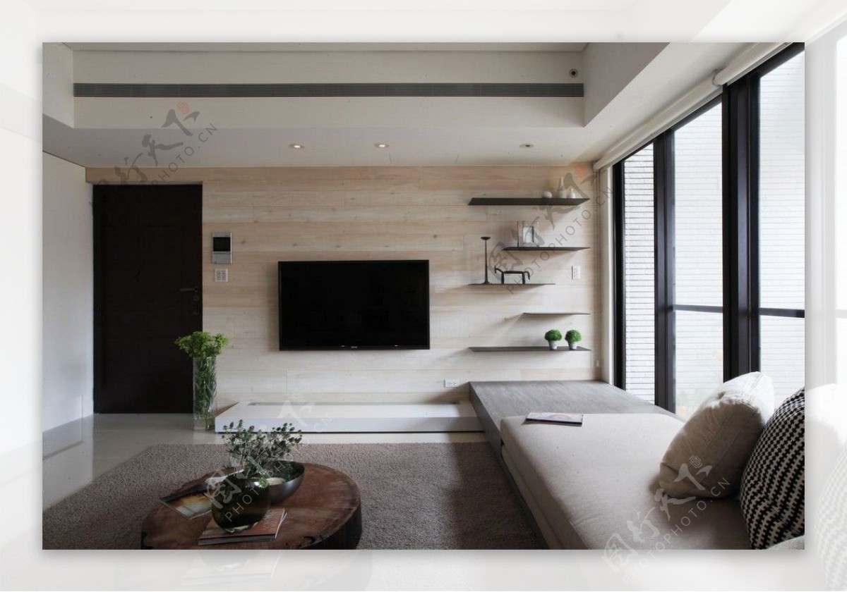 现代清新客厅素色沙发室内装修效果图