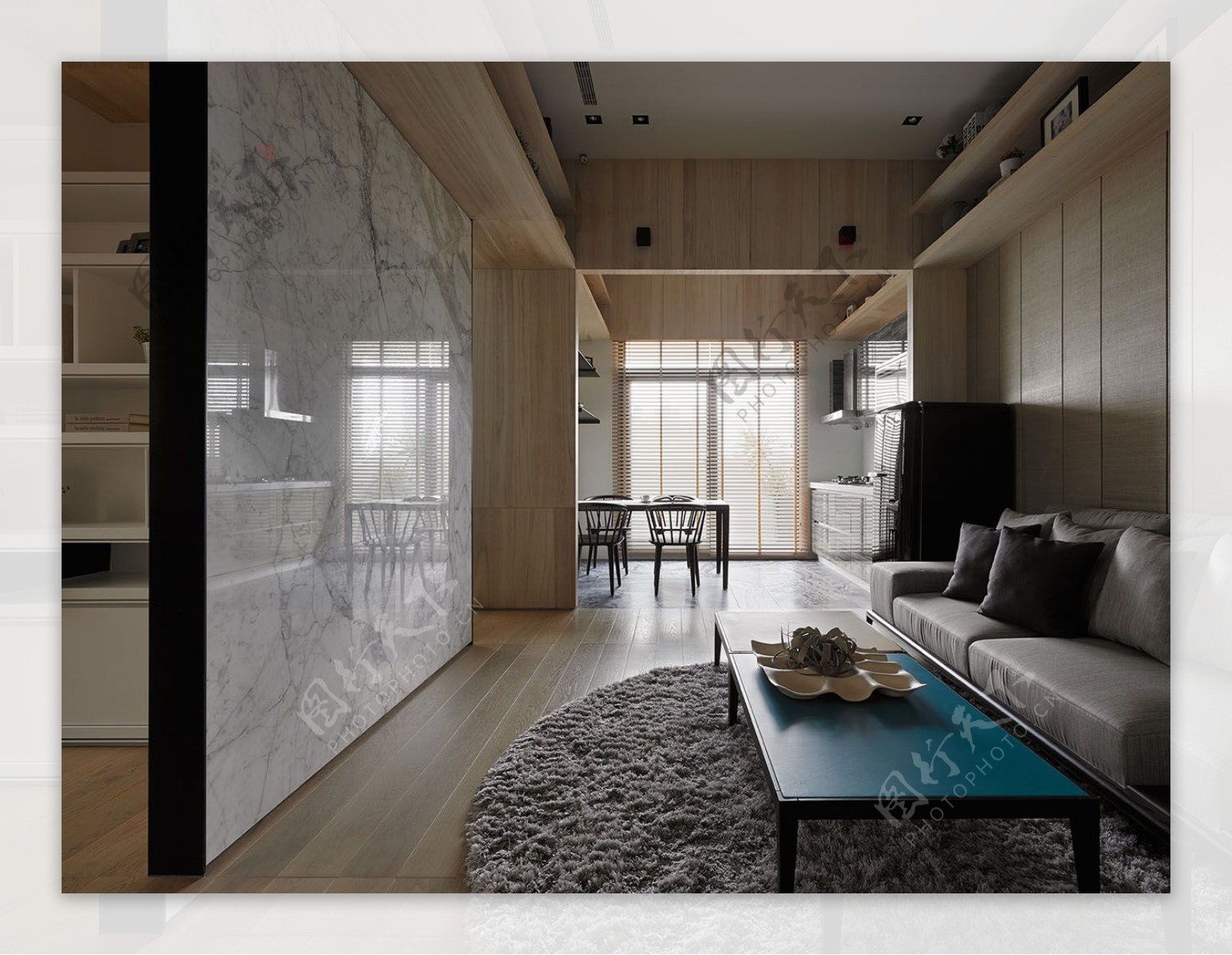现代客厅圆形地毯室内装修JPEG效果图