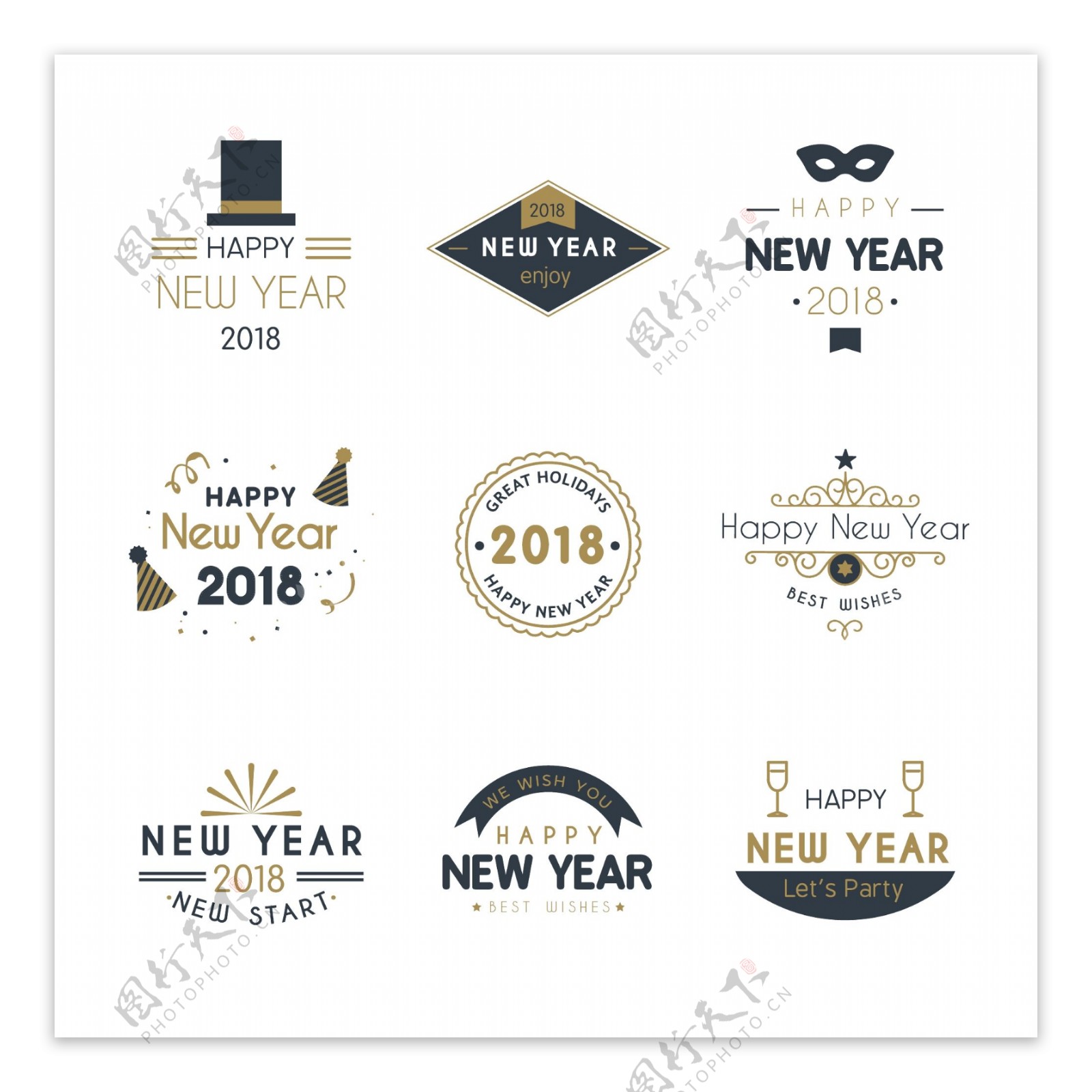 2018新年标签元素设计