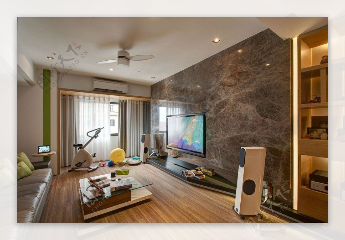 木质地板客厅现代效果图