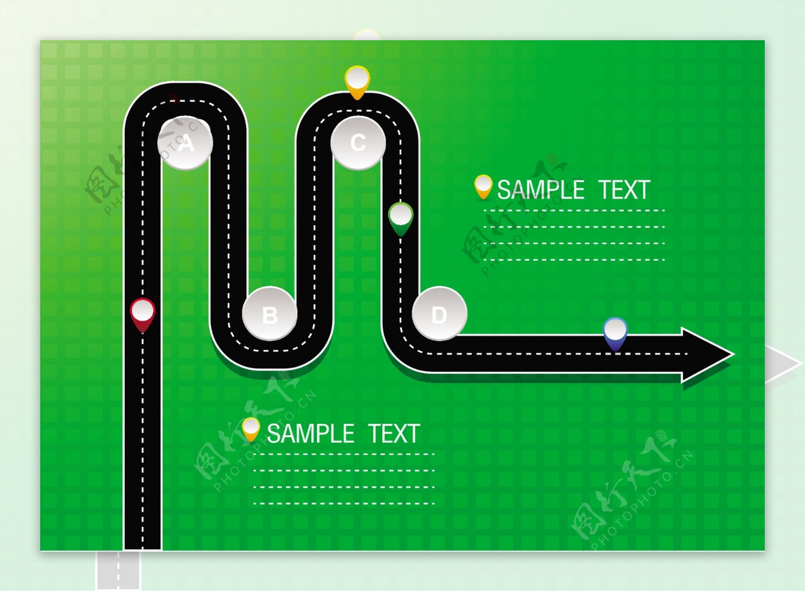 方向箭头绿色公路矢量素材