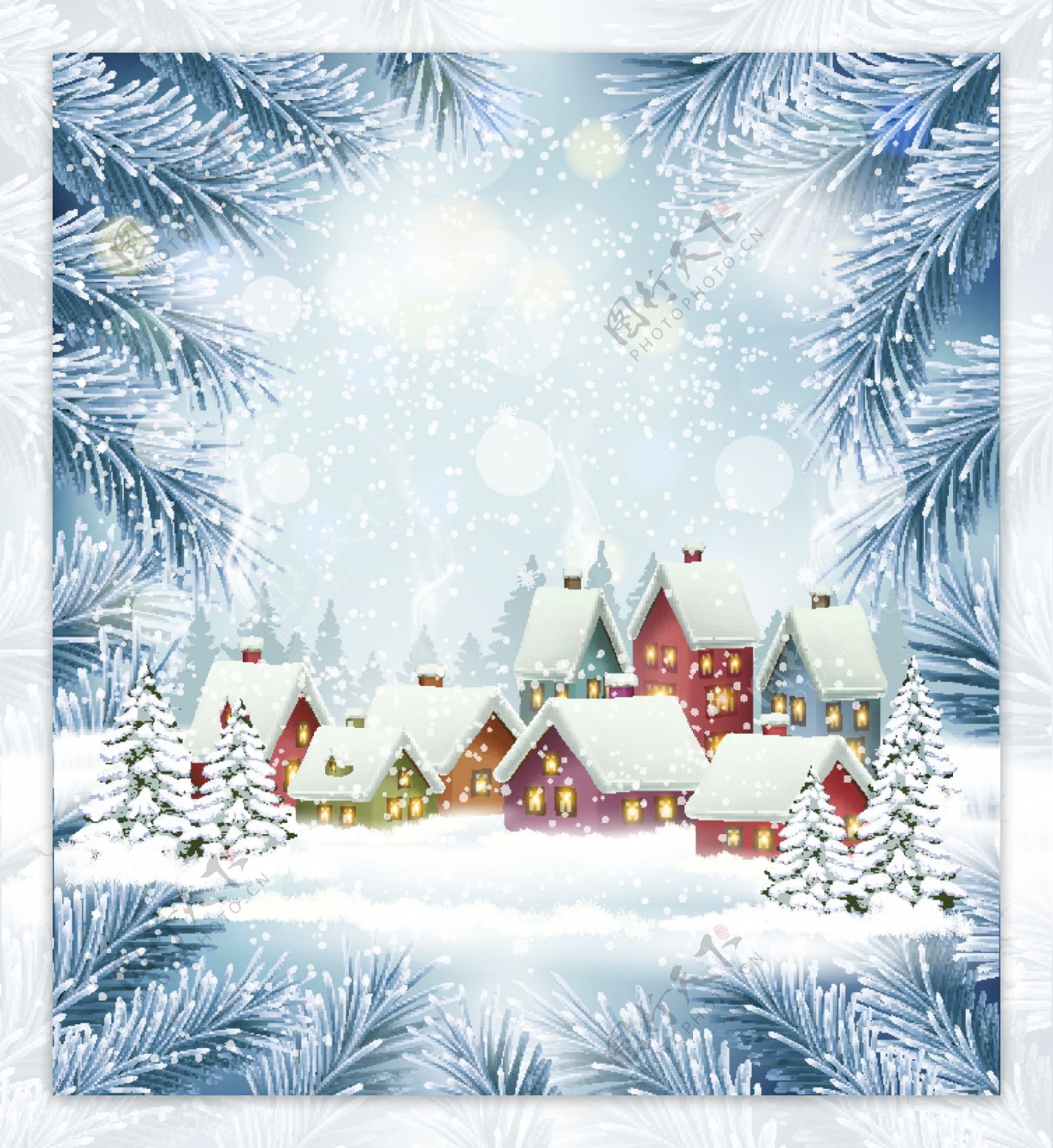 圣诞雪地雪景插画元素