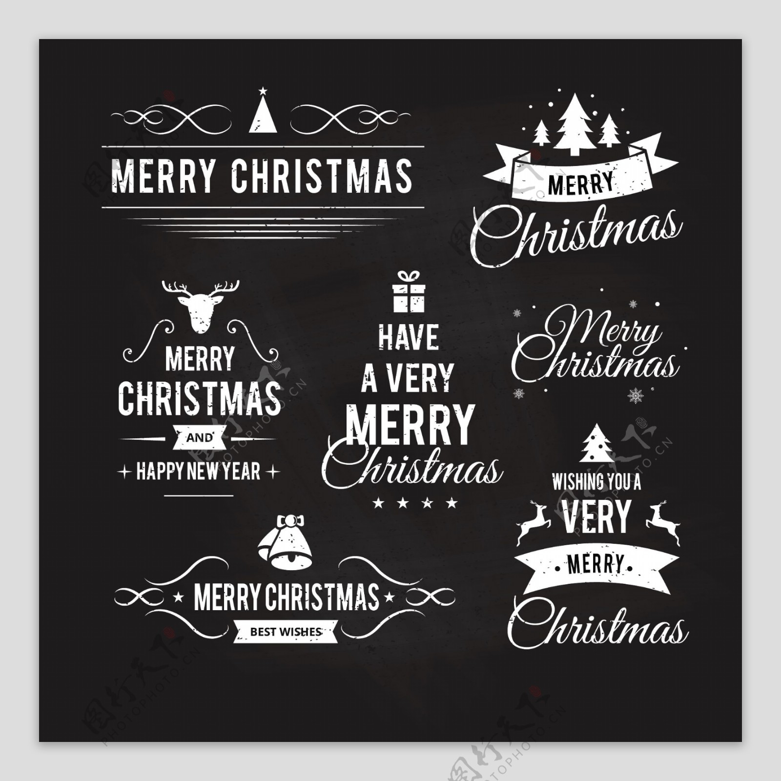 矢量圣诞英文字体设计图片素材免费下载 - 觅知网