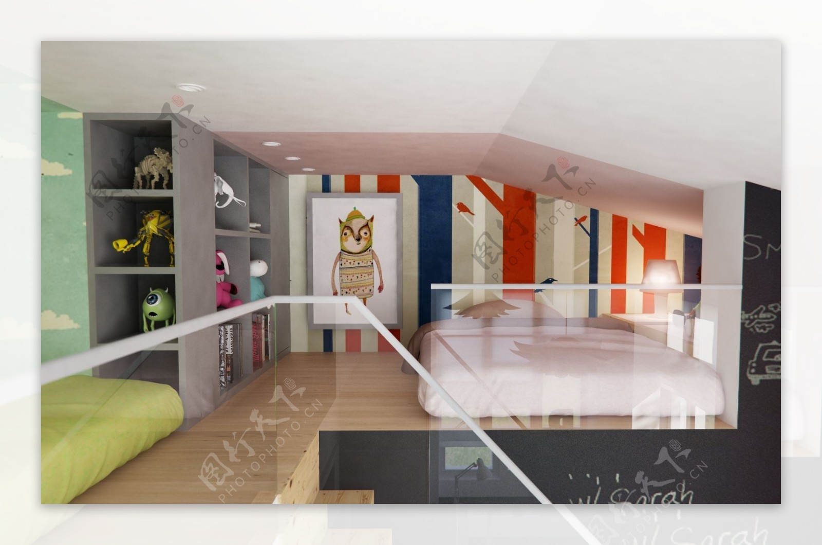 现代青春客厅彩色家具室内装修效果图