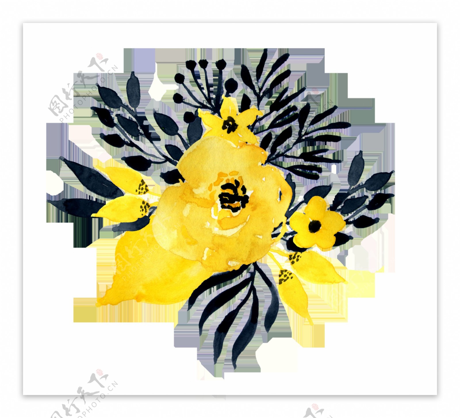 金黄花瓣透明装饰素材