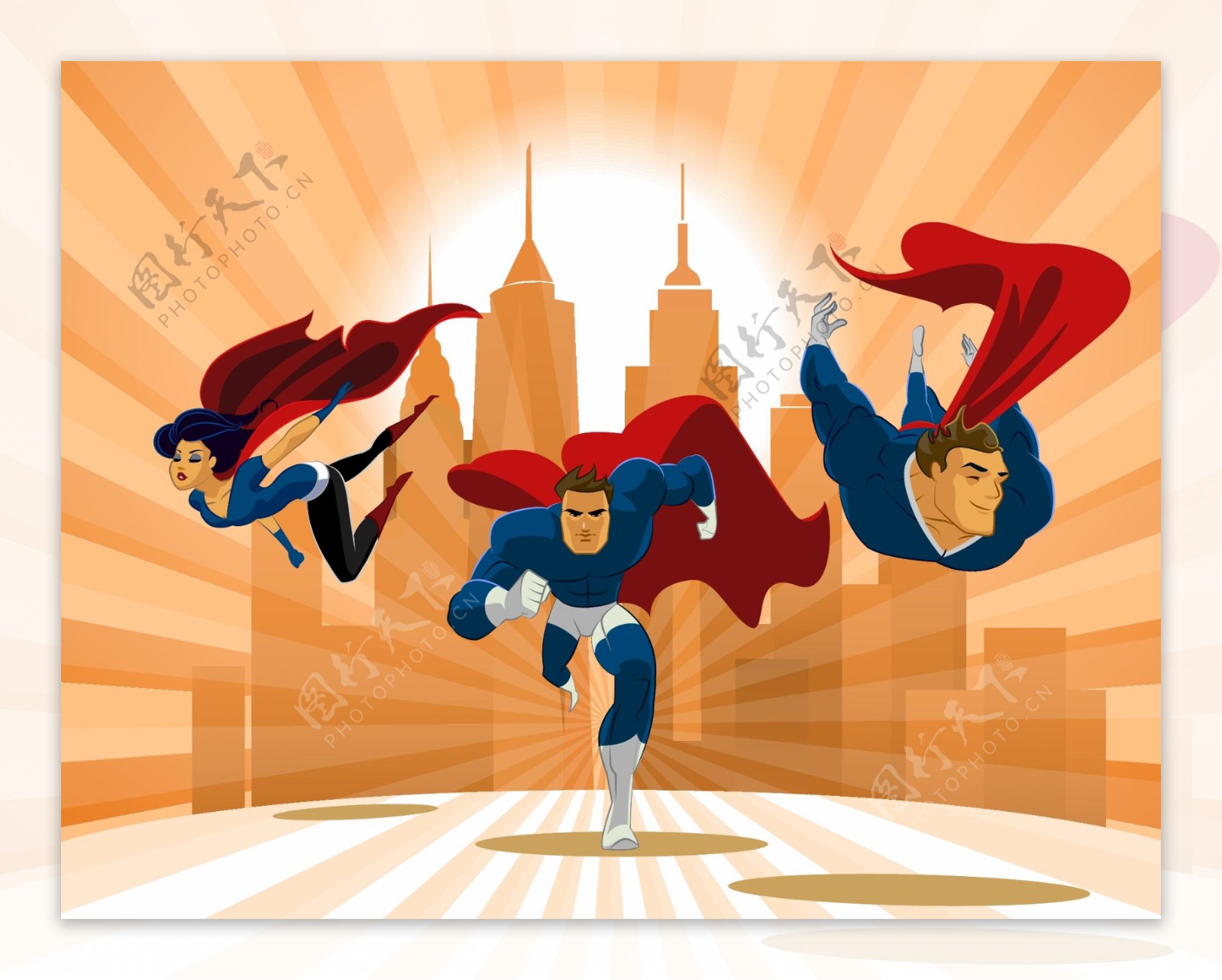 超级英雄团队海报设计矢量背景