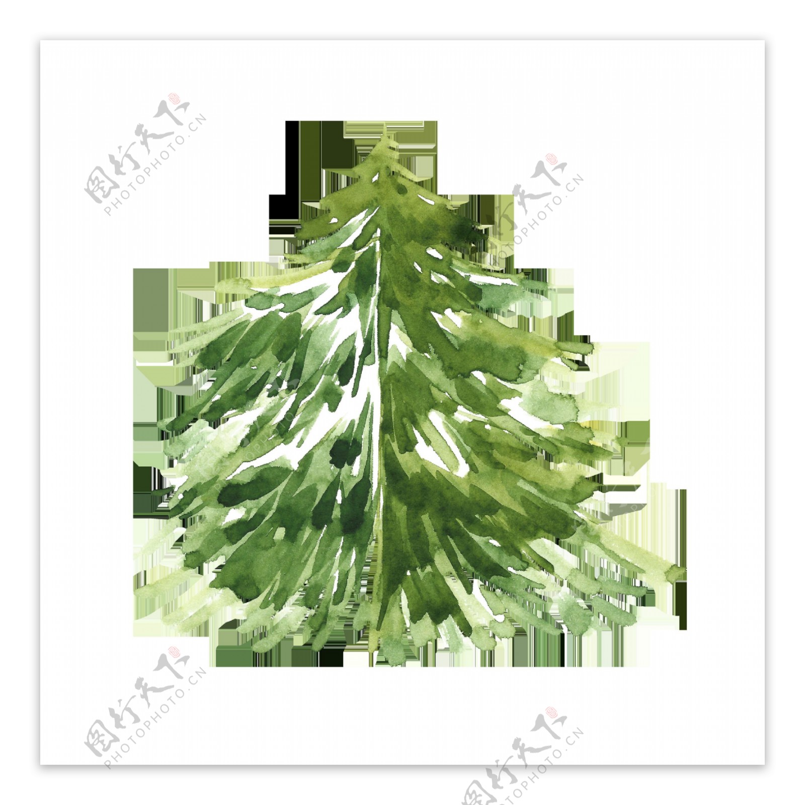 彩绘卡通圣诞树png透明素材