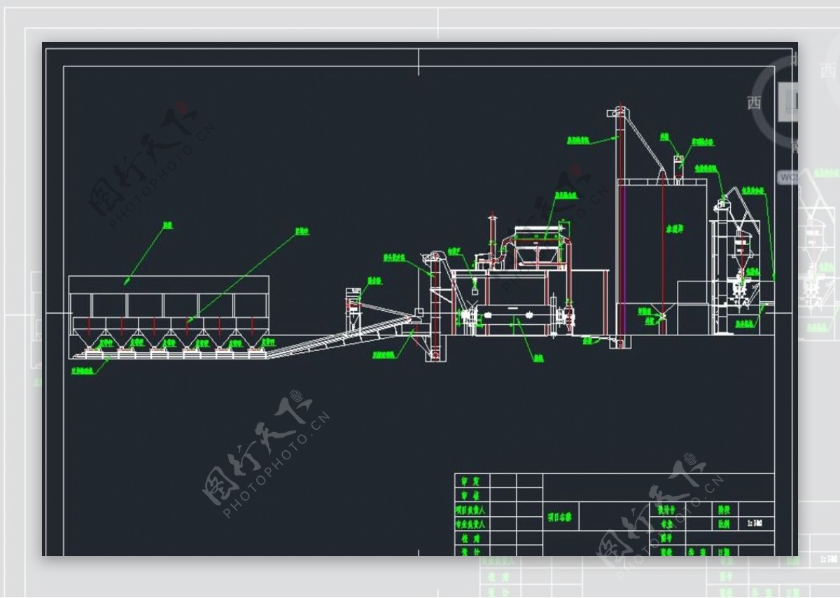 水泥设备剖面图CAD机械图纸