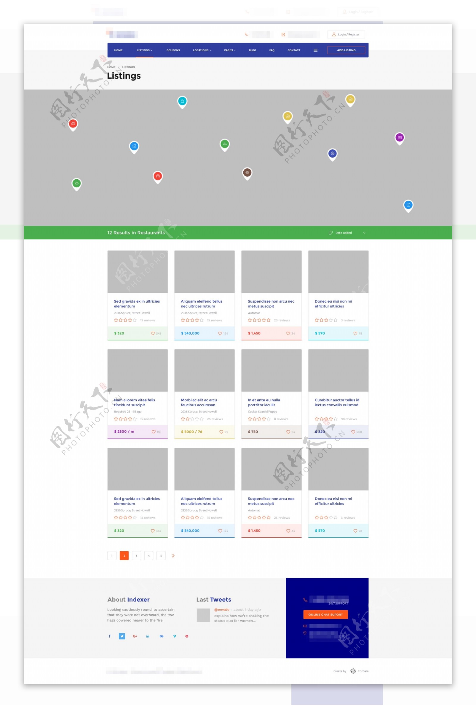 蓝色的产品中心产品类别网站模板