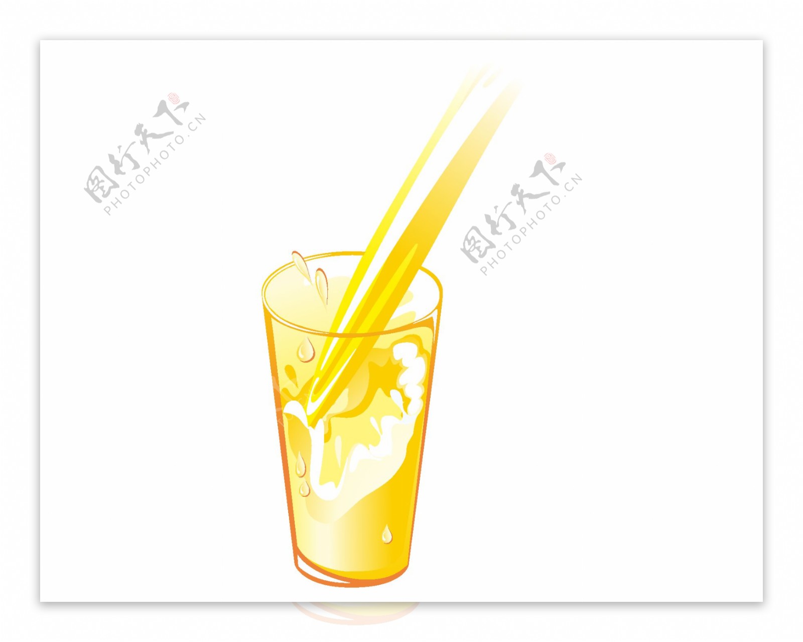 黄色果汁玻璃杯插画png元素