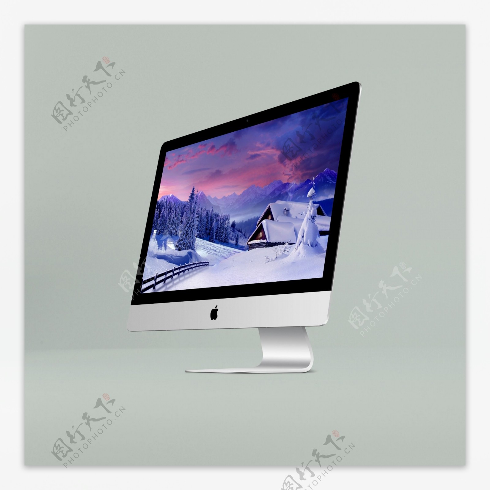 斜角度苹果台式iMac模型样机