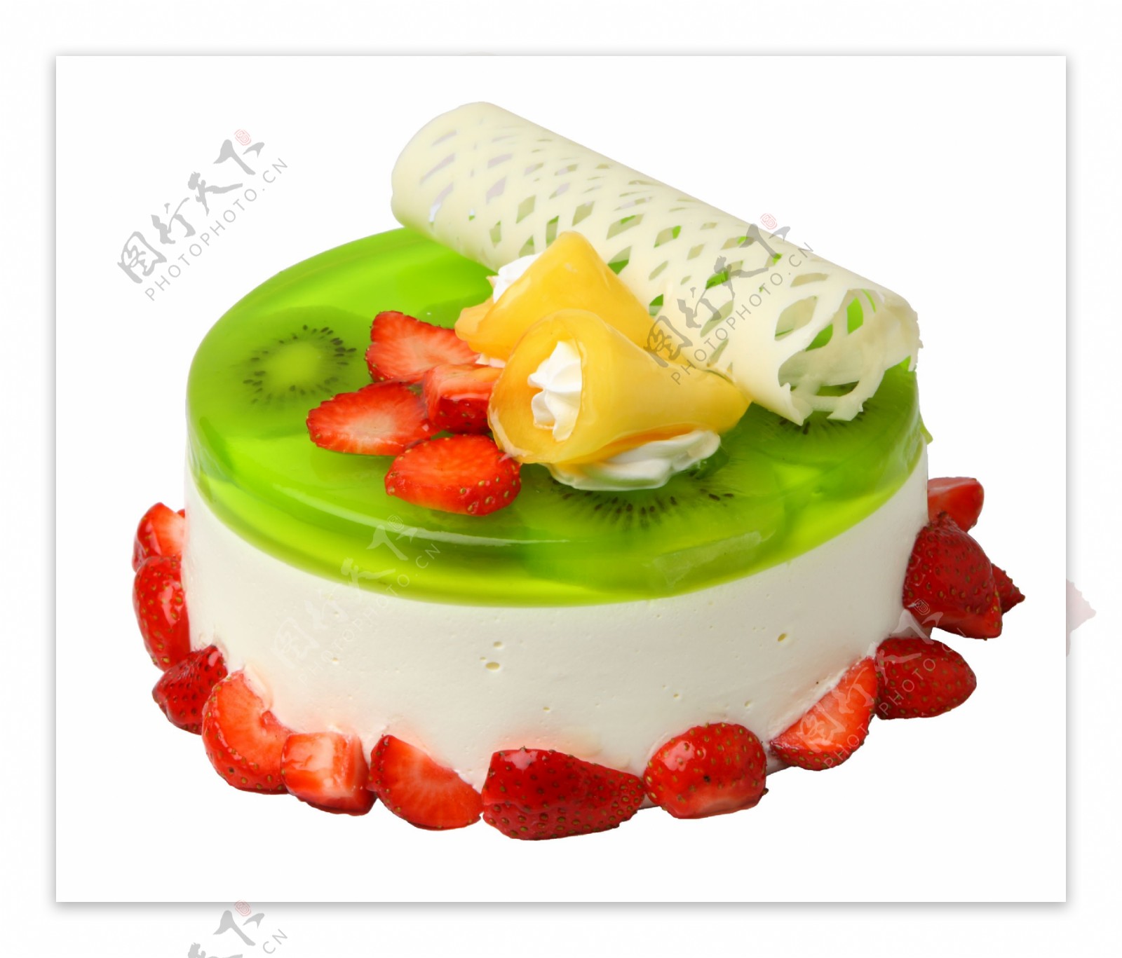 绿色草莓蛋糕素材