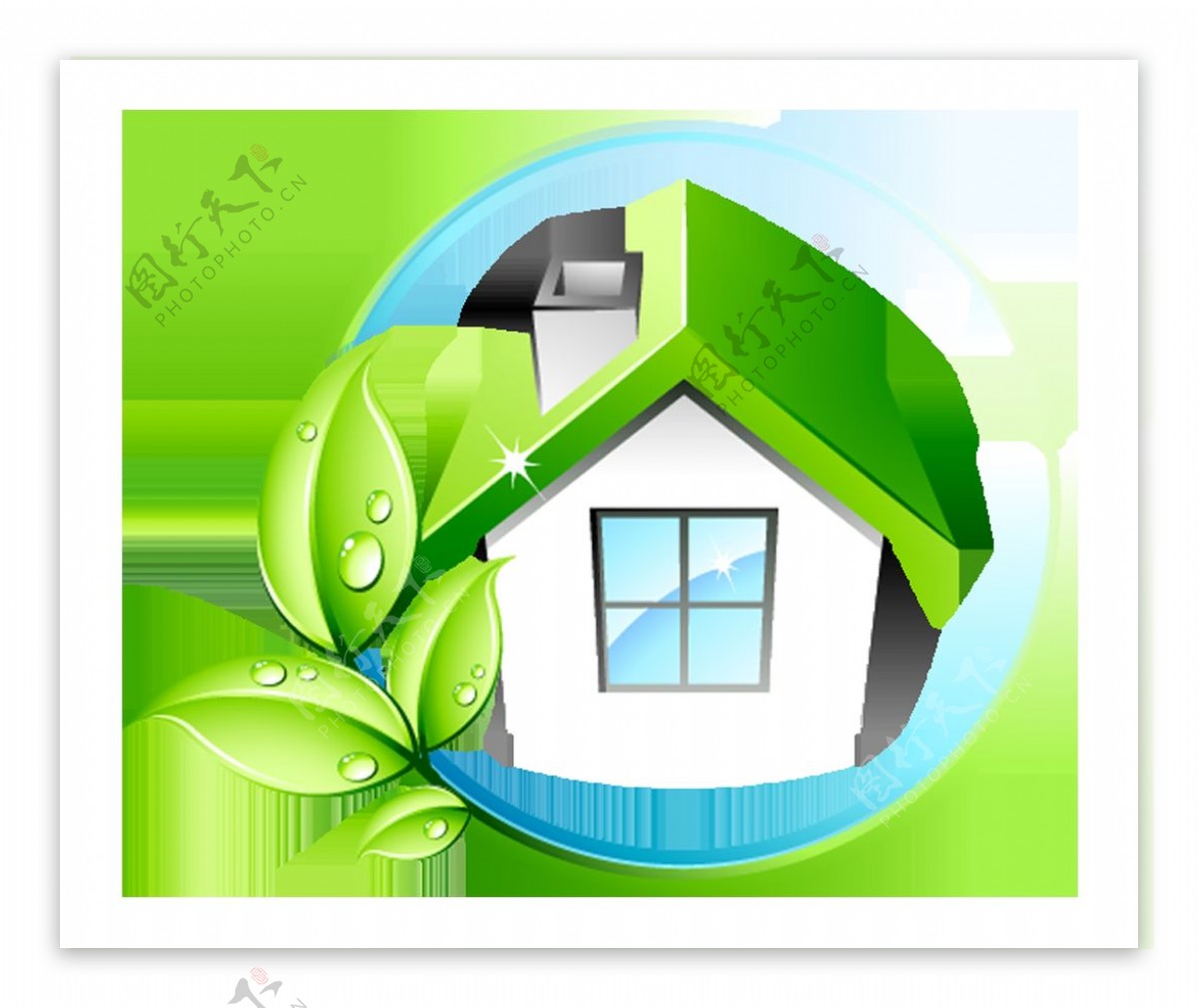 卡通绿色房子png元素