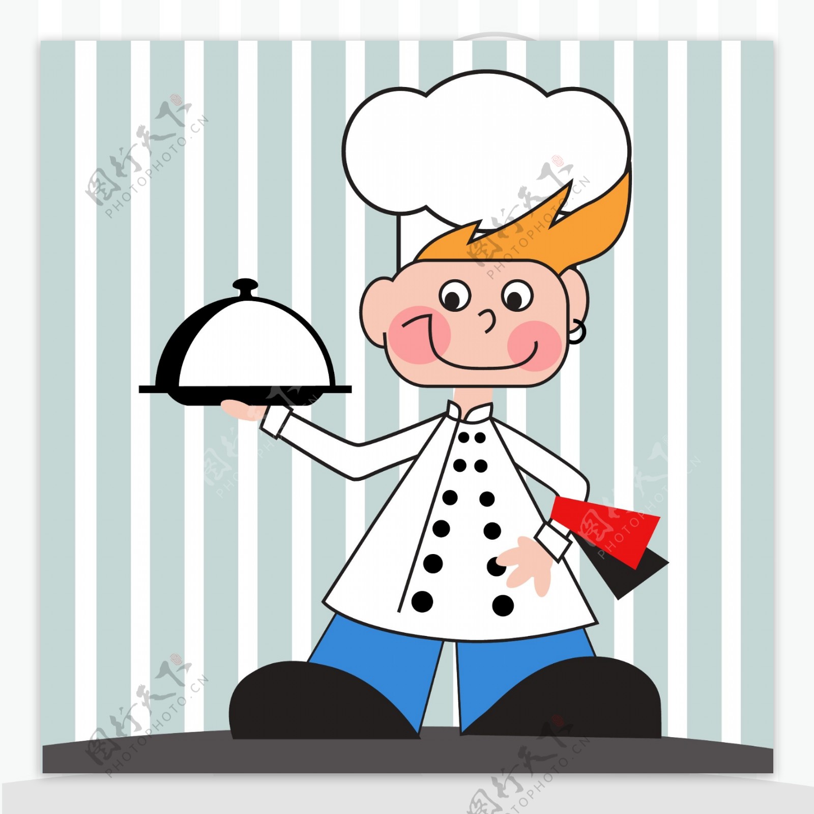 时尚卡通的厨师插画