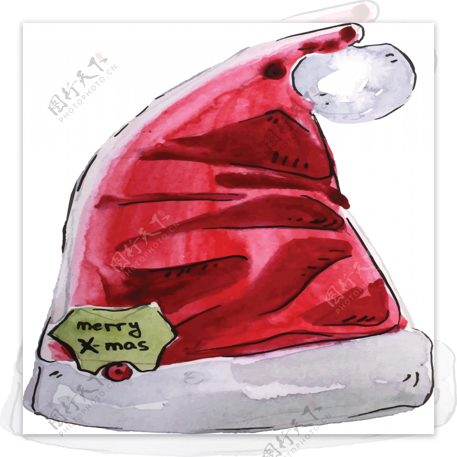 手绘圣诞帽子透明素材卡通