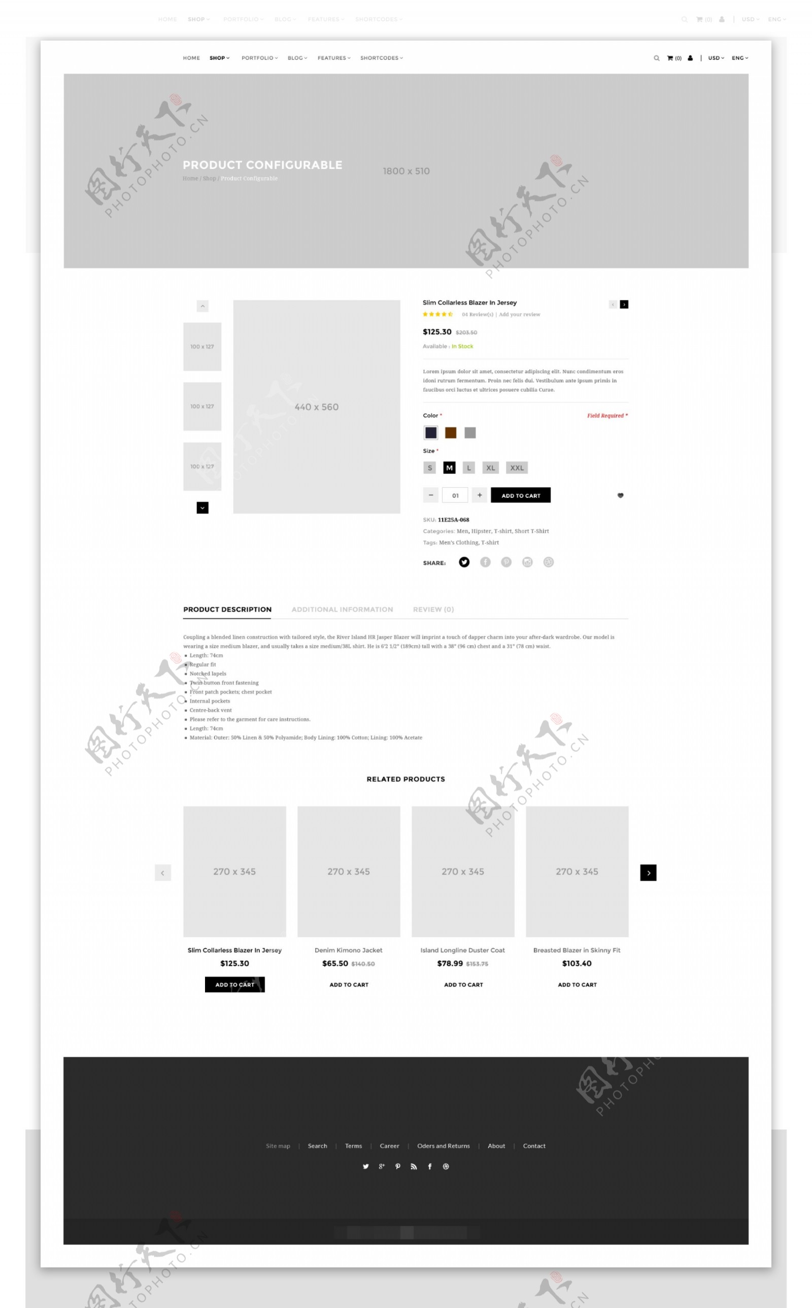 时尚网站产品介绍页面PSD模板