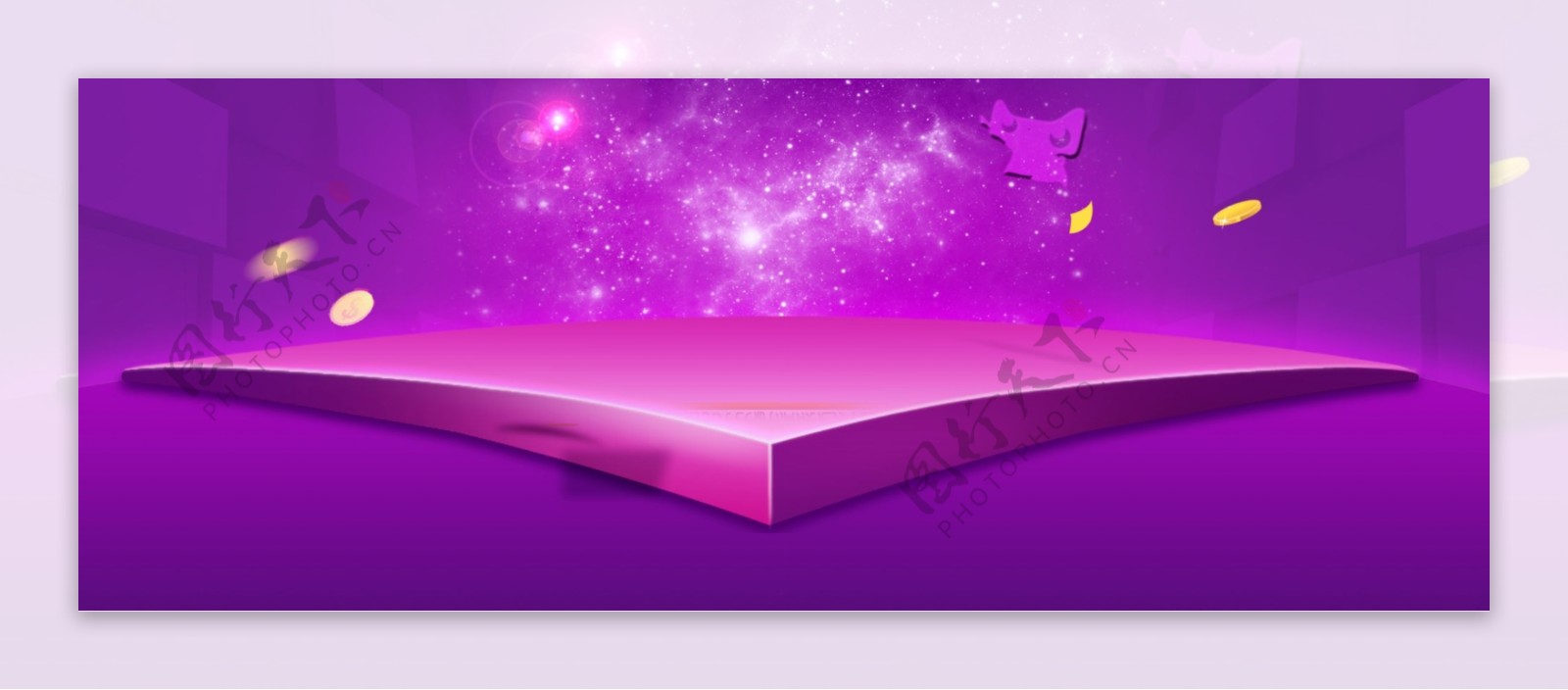 紫色红色大气电商banner背景