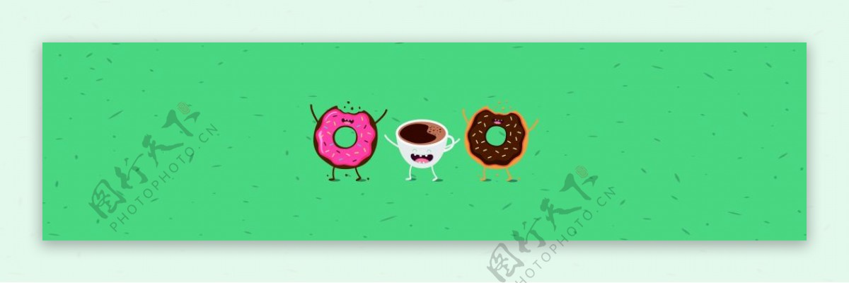 可爱卡通甜甜圈和咖啡矢量素材