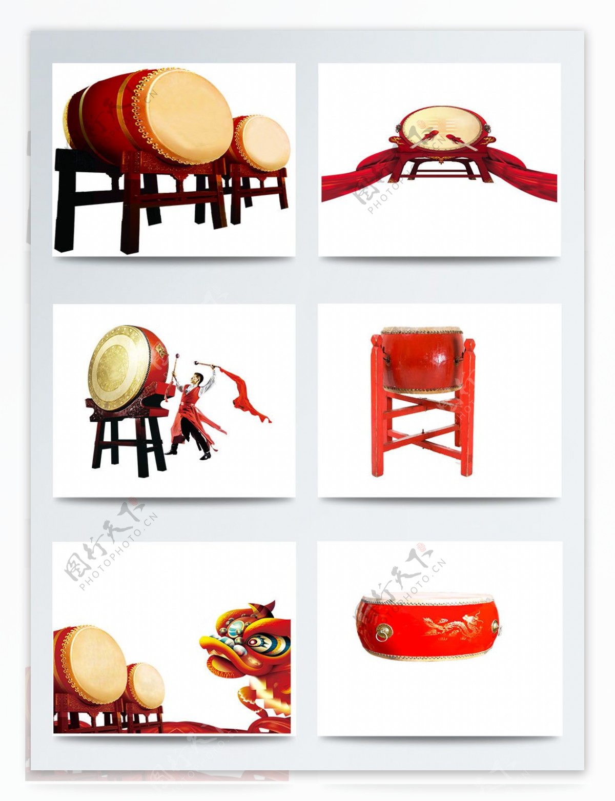 中国传统红色大鼓图片