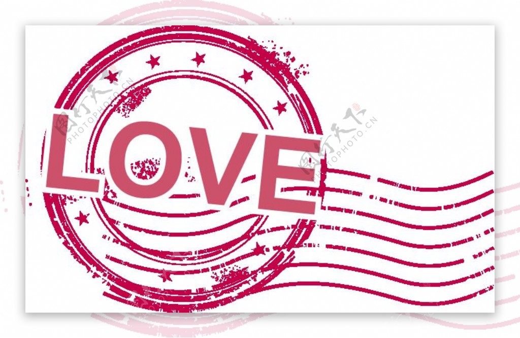 彩印LOVE邮戳图案素材