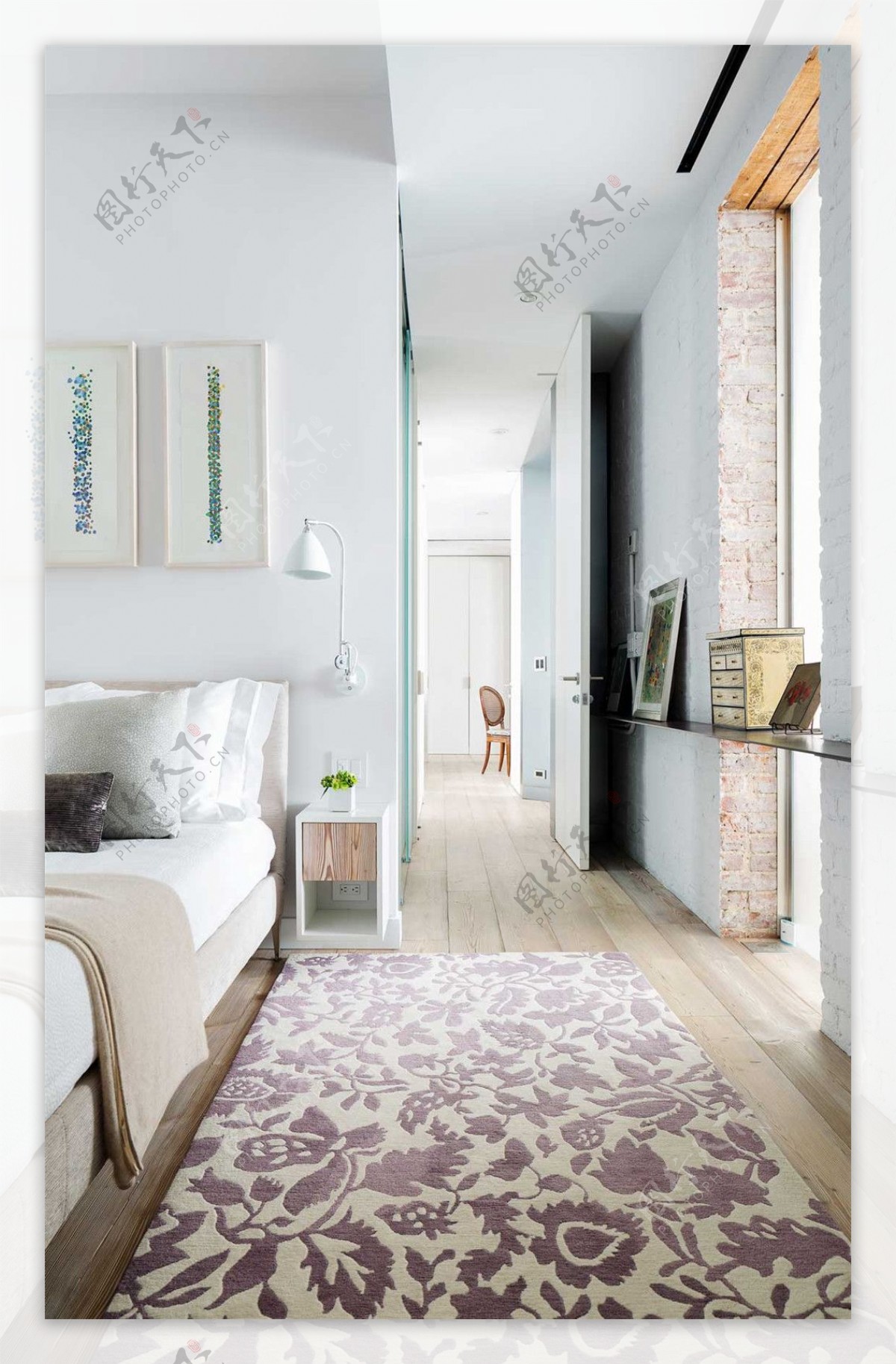 现代简约家装卧室装修地毯设计效果图