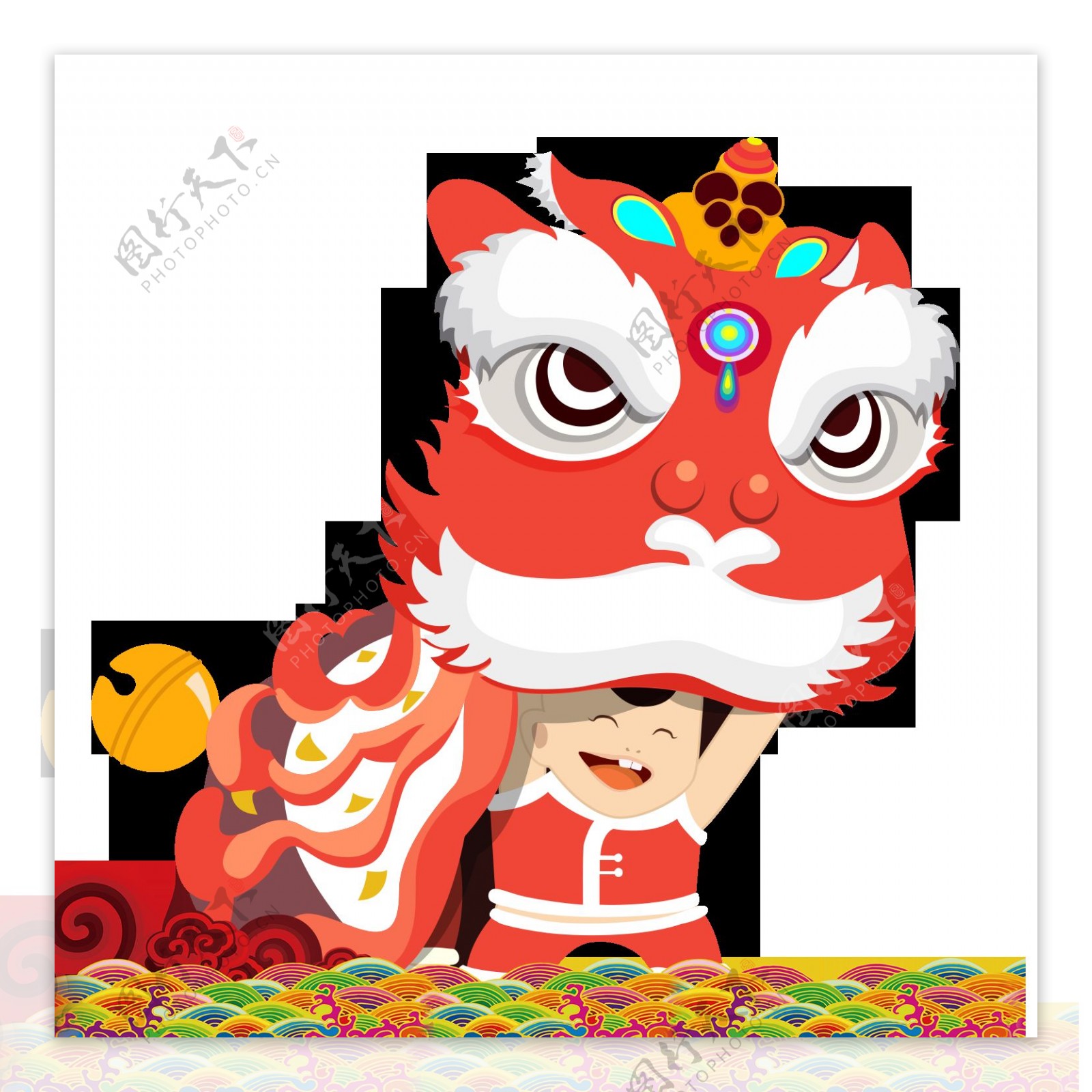中式新年舞狮PNG图片素材-编号29455341-图行天下