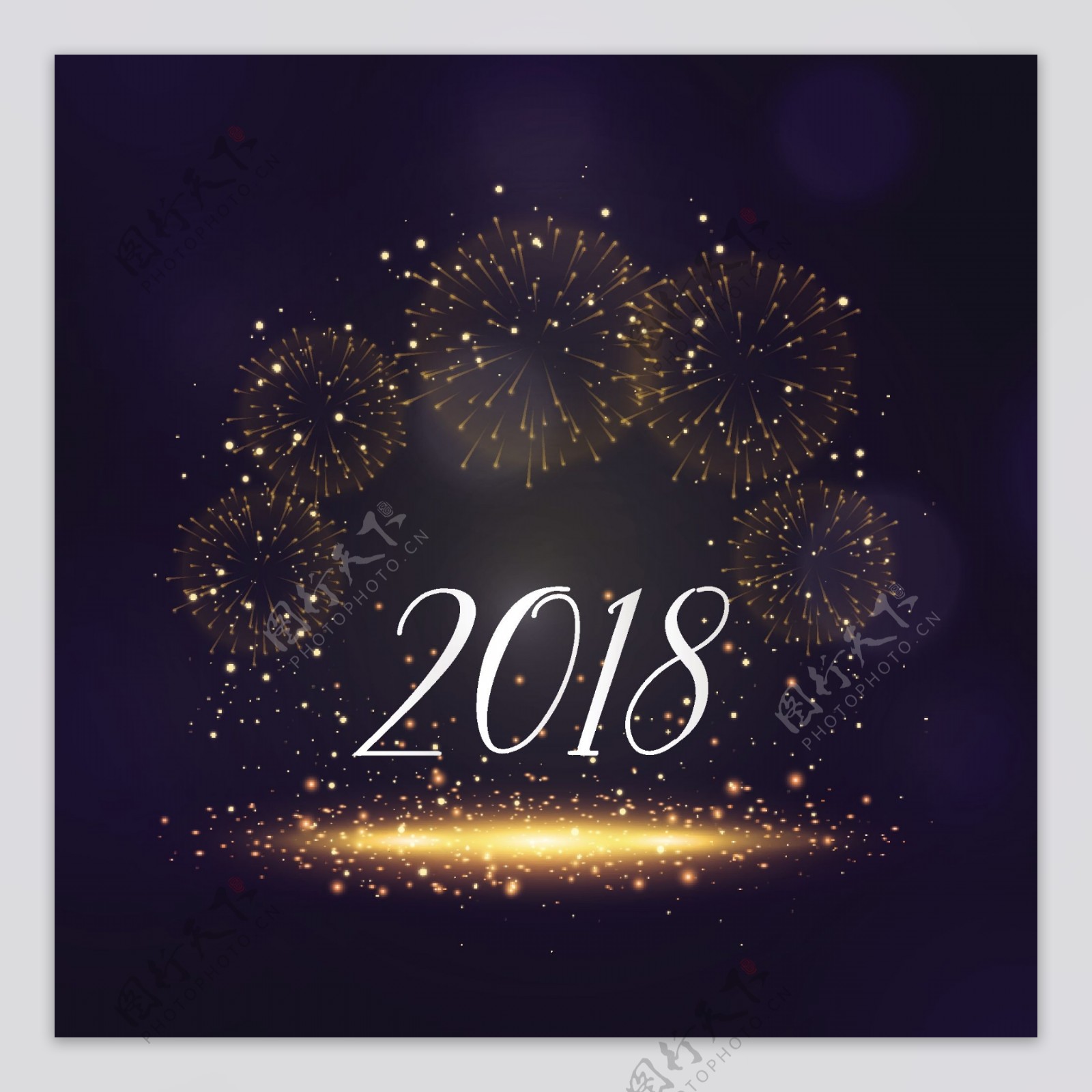 2018新年火花和烟火背景