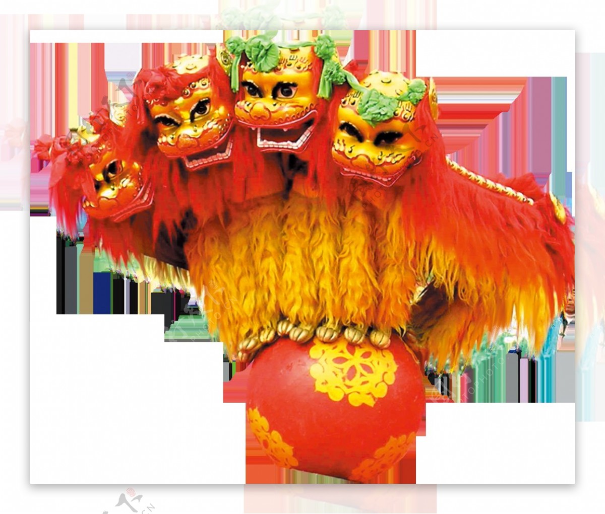 中式传统新年舞狮表演