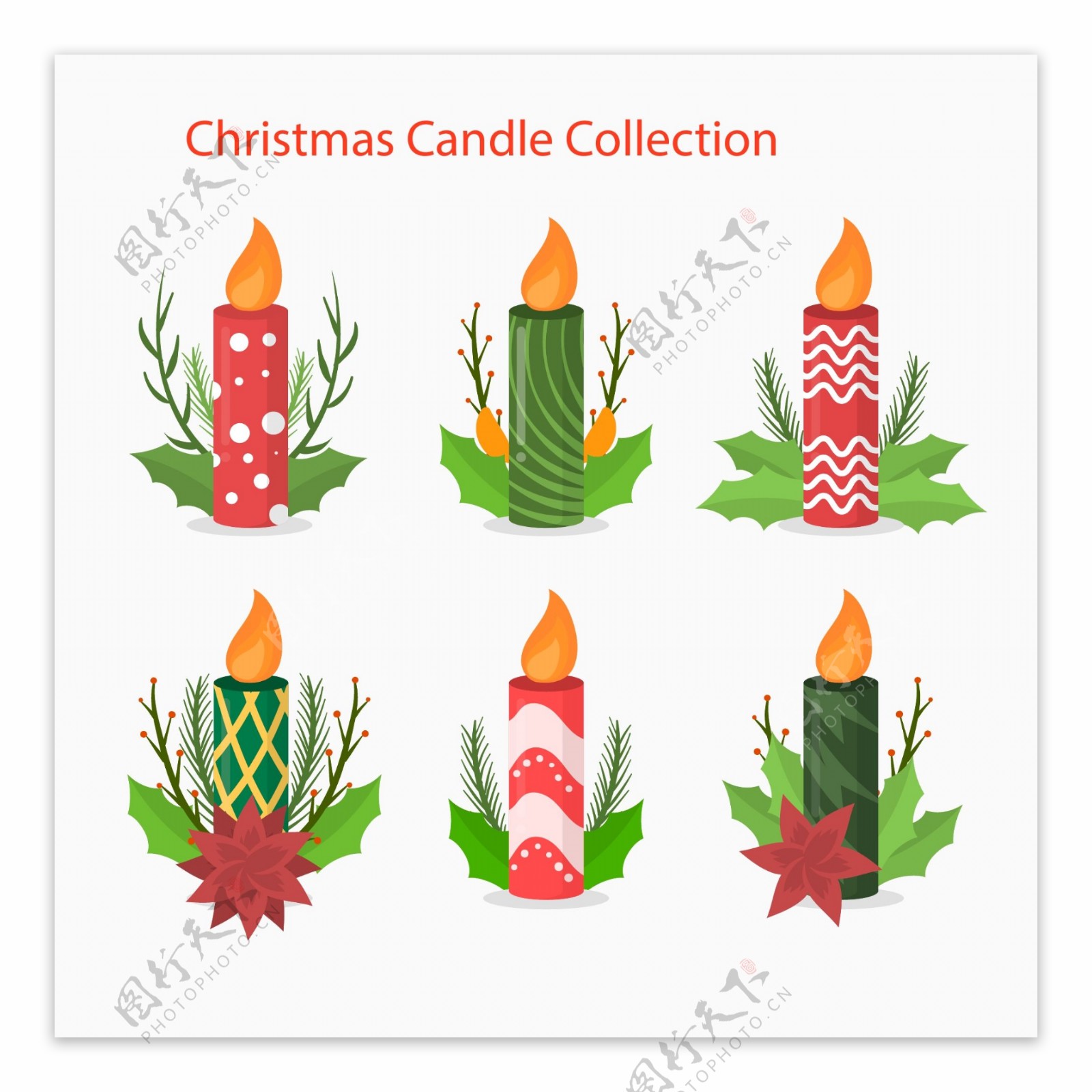 几个装饰性圣诞蜡烛