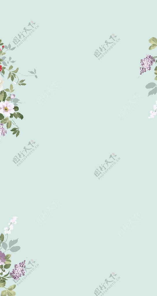 清新彩色花朵边框H5背景素材