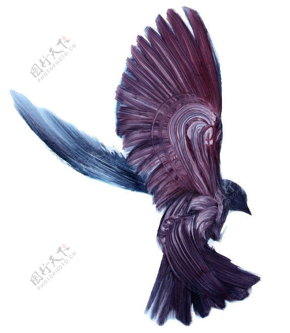 帅气蓝紫色小鸟装饰元素