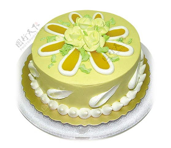 浅黄色奶油花朵蛋糕素材