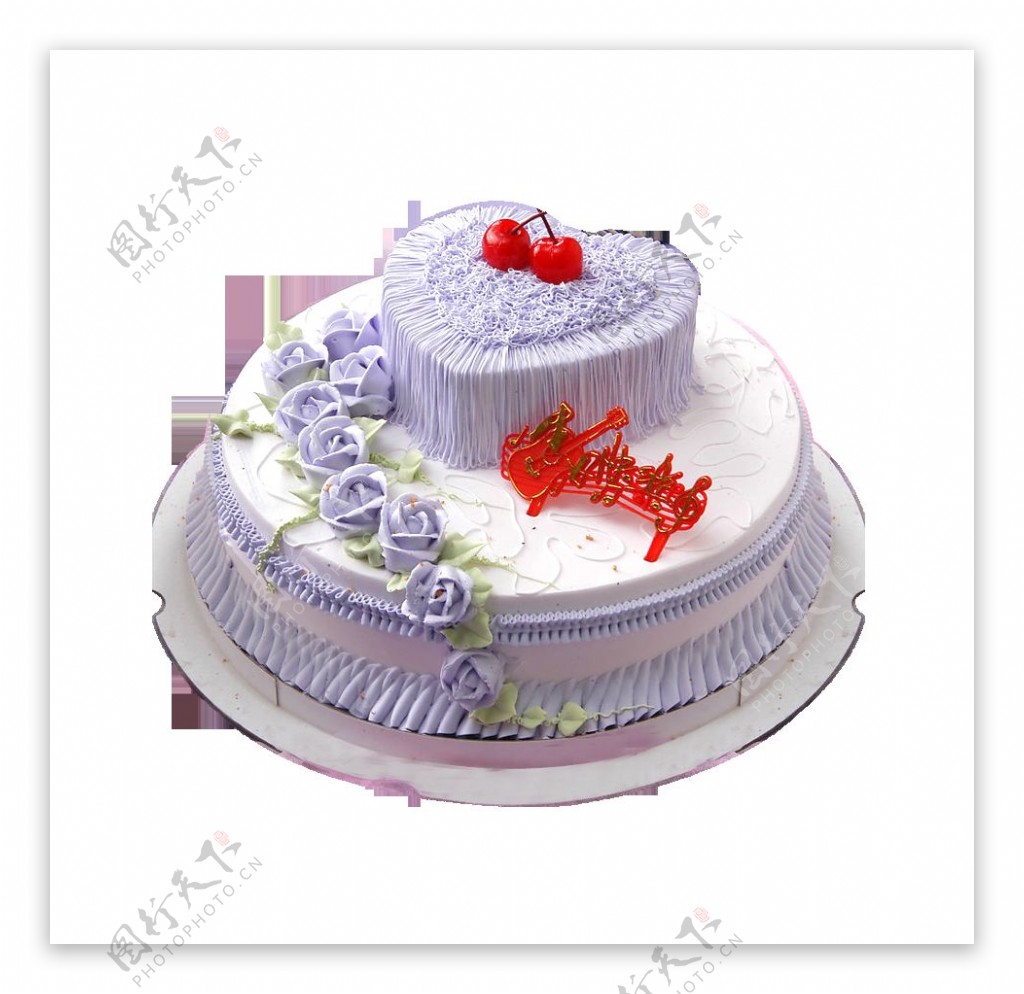 双层紫色爱心蛋糕素材