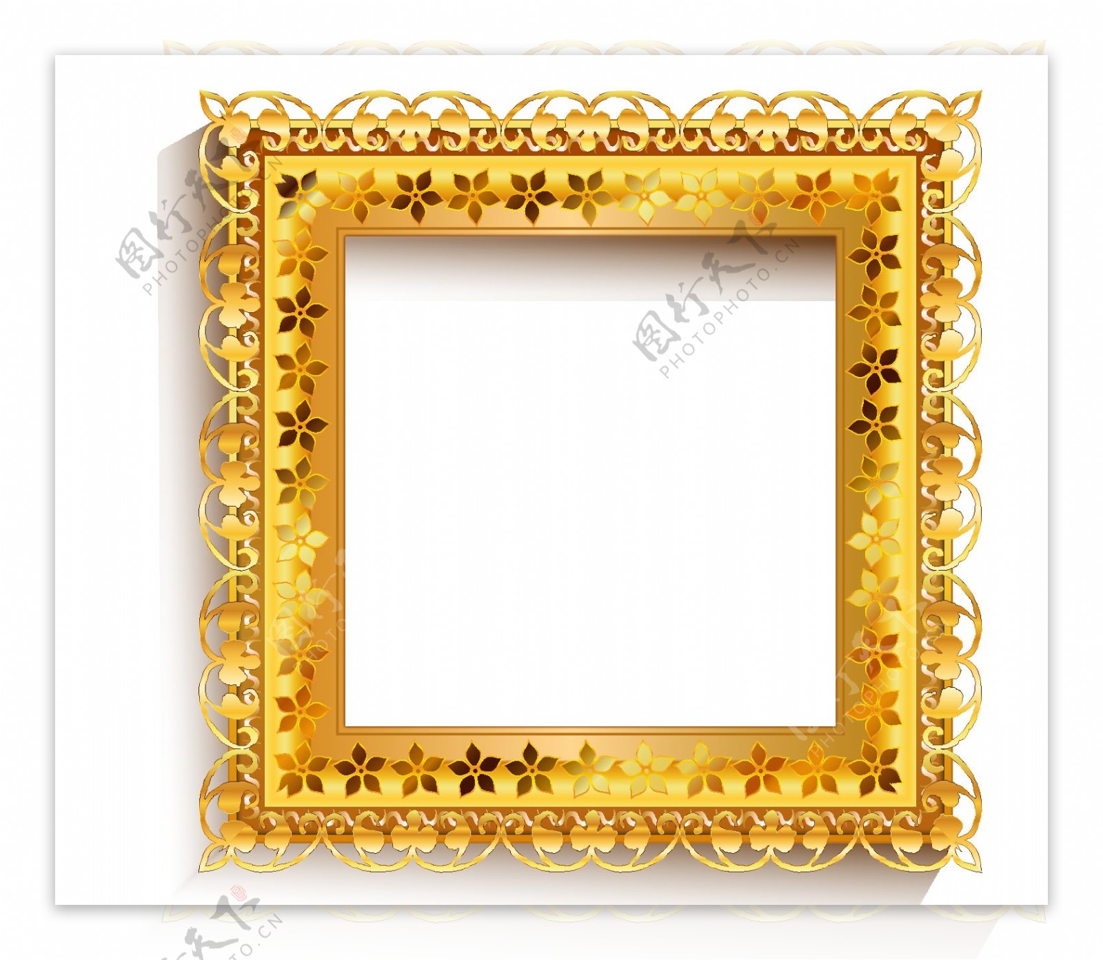 金色花纹边框元素