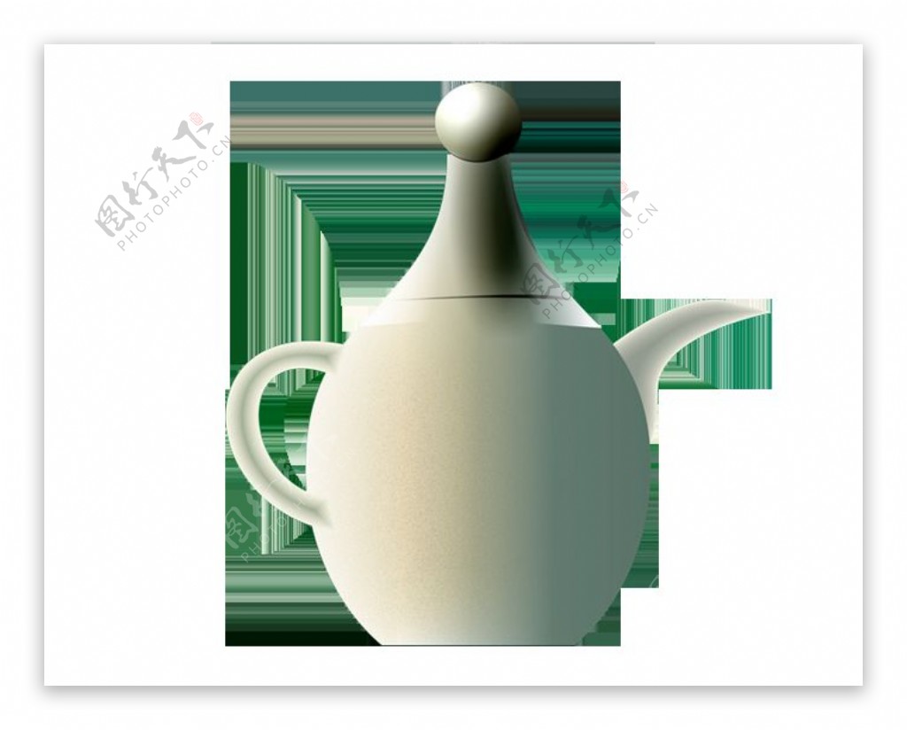 清新雅致白色茶壶产品实物