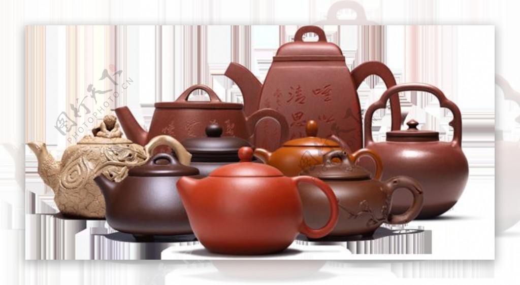 雅致红褐色茶具产品实物